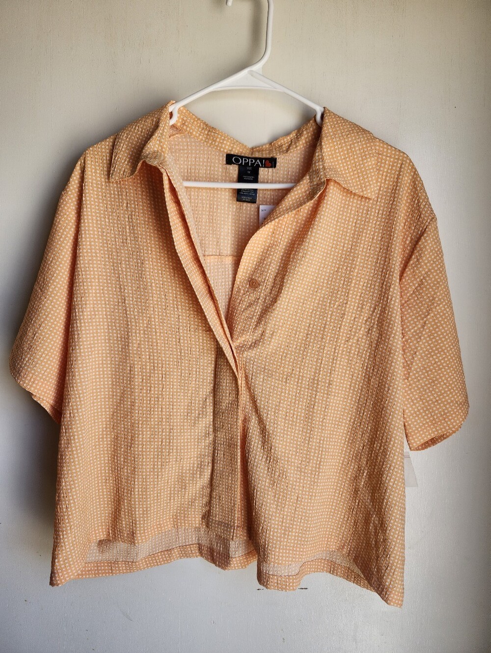 Peach Short-Sleeve Button Down Shirt